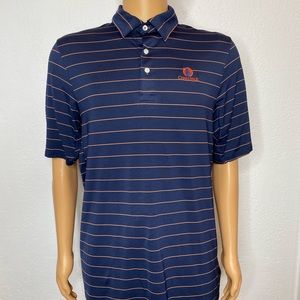 Kjus Mens Soren Polo Shirt Big Stripes Size L (52) Short Sleeve UPF 50 Navy EUC